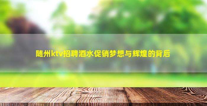 随州ktv招聘酒水促销梦想与辉煌的背后